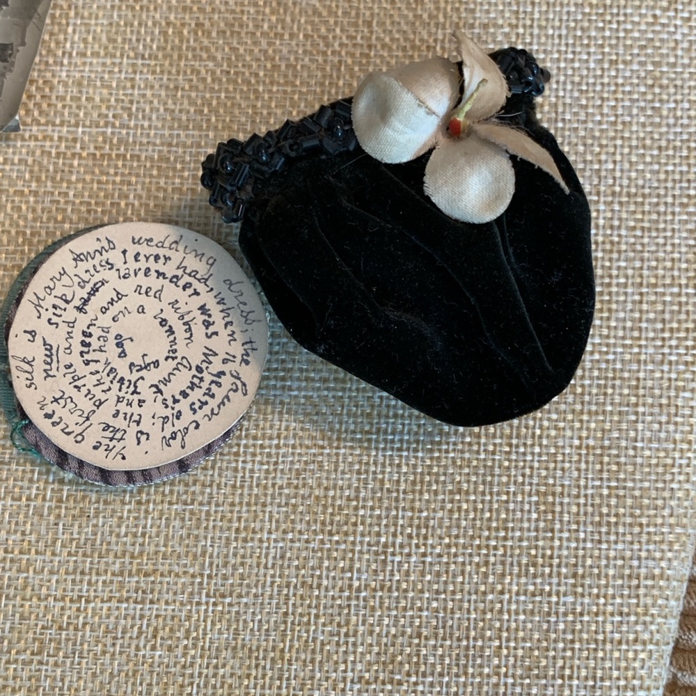 Antique spool and needle case. Turn of the century piece with sweet writing.